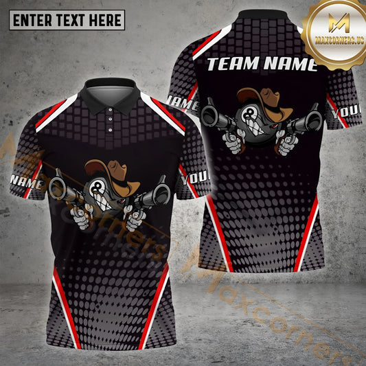 Maxcorners Billiard Wild West 8 Ball Multicolor Options Personalized Name, Team Name 3D Shirt (4 Colors)