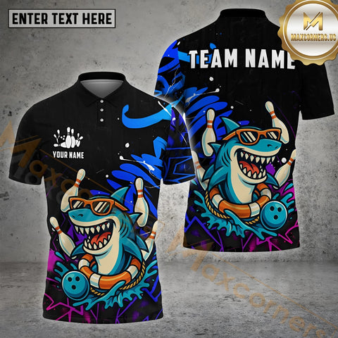 Maxcorners Bowling Shark Street Vibe Personalized Name, Team Name 3D Shirt