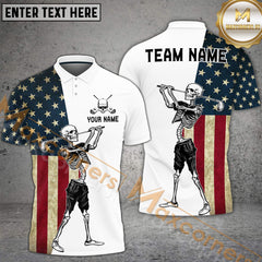 Maxcorners Skeleton Golf Flag Options Personalized Name, Team Name 3D Shirt