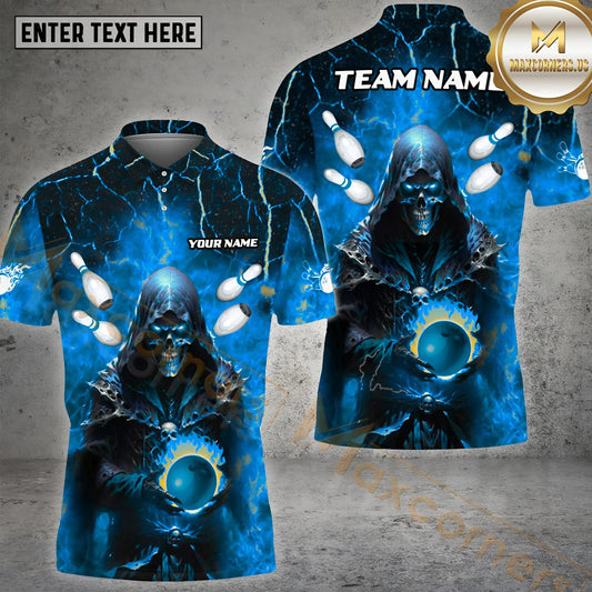 Maxcorners Reaper Bowling Firestorm Multicolor Options Personalized Name, Team Name 3D Shirt (4 Colors)