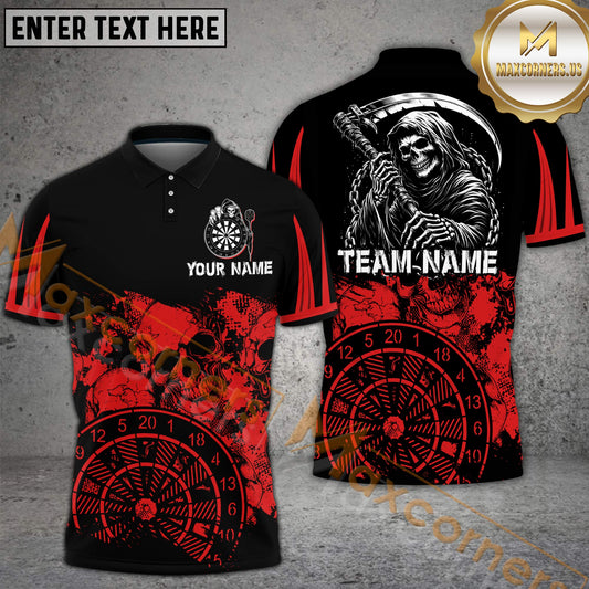 Maxcorners Darts Shirt Grim Reaper Dartboard Skull Multicolor Options Personalized Name, Team Name 3D Shirt (4 Colors)