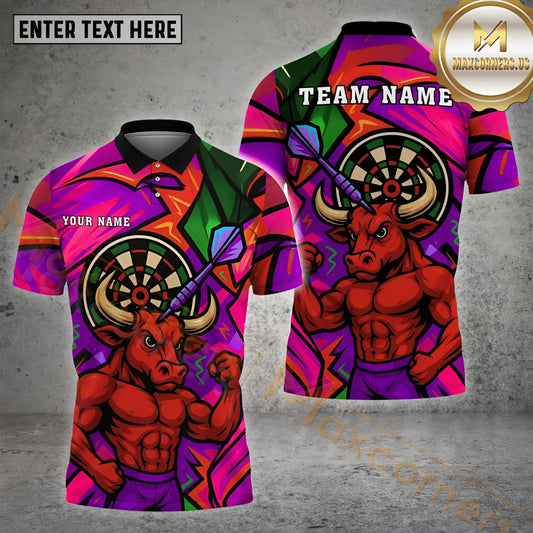 Maxcorners Darts Bull Warrior Graffiti Style Multicolor Options Personalized Name, Team Name 3D Shirt (4 Colors)