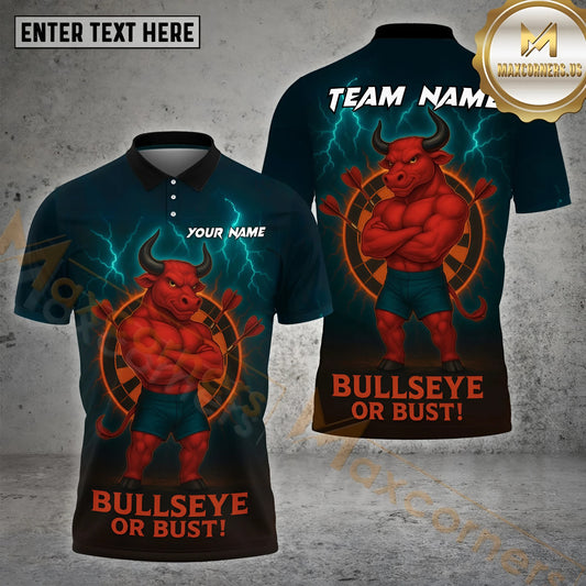 Maxcorners Darts Bullseye Red Bull Storm Multicolor Options Personalized Name, Team Name 3D Shirt (4 Colors)