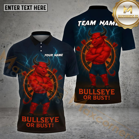 Maxcorners Darts Bullseye Red Bull Storm Multicolor Options Personalized Name, Team Name 3D Shirt (4 Colors)