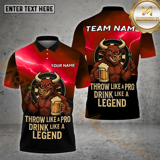 Maxcorners Darts Beer Bull Fun Style Multicolor Options Personalized Name, Team Name 3D Shirt (4 Colors)