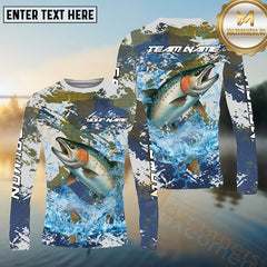 Maxcorners Salmon Fishing White Hooked on Victory Personalized Name, Team Name Long Sleeve Shirt