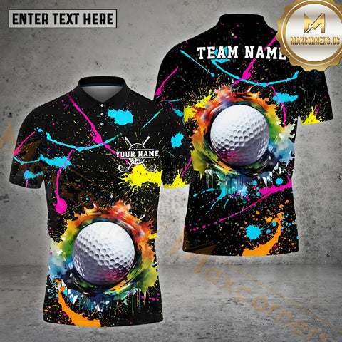 Maxcorners  Golf Ball Paint Color Pattern Multicolor Option Customized Name, Team Name 3D Shirt