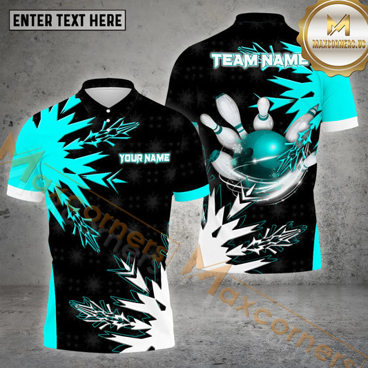 Maxcorners Bowling Rolling Impact Design Multicolor Options Personalized Name, Team Name 3D Shirt (4 Colors)