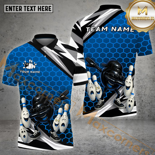 Maxcorners Bowling Shirt Dabbing Ball Hex Style Multicolor Options Personalized Name, Team Name 3D Shirt (4 Colors)