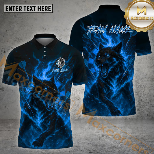 Maxcorners Darts Shirt Fire Wolf Dart Target Multicolor Options Personalized Name, Team Name 3D Shirt (4 Colors)
