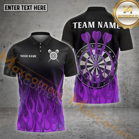 Maxcorners Darts Flame Three Darts Multicolor Options Personalized Name, Team Name 3D Shirt (4 Colors)
