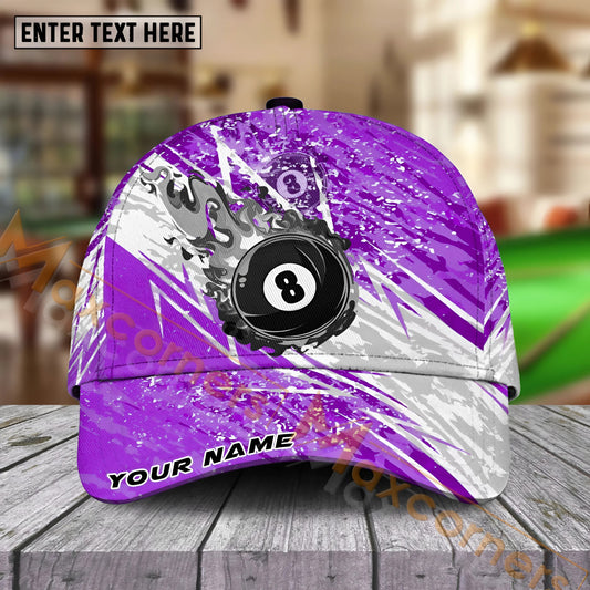 Maxcorners Billiards Ball 8 Lightning Flame  Personalized Name Cap (4 Colors)