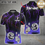 Maxcorners Bowling Funny Lightning Strike Multicolor Customized Name, Team Name 3D Shirts