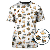 Maxcorners Golf and Bourbon Pattern Polos, Funny Bourbon Shirt For Men, Crazy Golf Shirts For Golfers