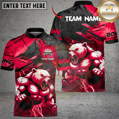 Maxcorners Bowling Angry Bear Multicolor Customized Name, Team Name 3D Shirt