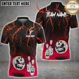 Maxcorners Bowling Funny Lightning Strike Multicolor Customized Name, Team Name 3D Shirts