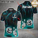 Maxcorners Bowling Funny Lightning Strike Multicolor Customized Name, Team Name 3D Shirts