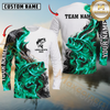 Maxcorners Fishing Aqua Flame Smoke Design Sun Protection Personalized Name, Team Name Long Sleeve Shirt