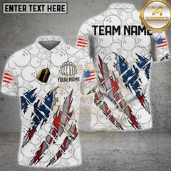 Maxcorners Bowling American Flag Scratch Torn Design Personalized Name 3D Unisex Shirt