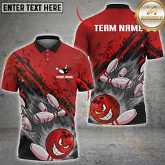 Maxcorners Bowling Funny Angry Ball Multicolor Customized Name, Team Name 3D Shirts