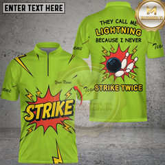 Maxcorners Bowling They Call Me Lightning Because I Never Strike Twice Comic Style Multicolor Customized Name, Team Name 3D Shirt