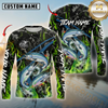 Maxcorners Fishing Green Flame Camo Design Sun Protection Personalized Name, Team Name Long Sleeve Shirt