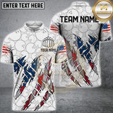 Maxcorners Bowling American Flag Scratch Torn Design Personalized Name 3D Unisex Shirt