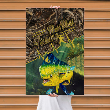 Maxcorners Mahi Mahi Fishing Vibrant Reef Underwater Scene Design Personalized Name 3D Poster