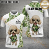 Maxcorners Cute Dog Green Tropical Golf Polo Personalized Name, Team Name 3D Shirt 2