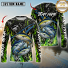 Maxcorners Fishing Green Flame Camo Design Sun Protection Personalized Name, Team Name Long Sleeve Shirt