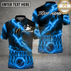Maxcorners Bowling Shirt Cyan Electric Lightning Strike Effect Multioptions Personalized Name, Team Name 3D Shirt (4 Colors)