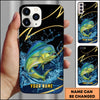 Maxcorners Fishing Phone Case Dynamic Water Splash Black Gold Line Personalized Name Phone Case (8 Fish Species)