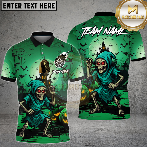 Maxcorners Dart Shirt Skeleton Halloween Theme Multioptions Personalized Name, Team Name Unisex 3D Shirt (4 Colors)