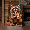 Maxcorners Funny Raccoon Eating Cheese Pizza Food Lover Art Canvas Wall Art