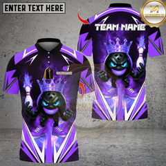 Maxcorners King Bowling Cartoon With Flame Multicolor Customized Name, Team Name 3D Shirts