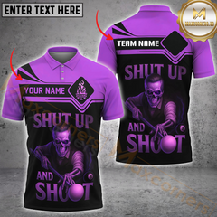 Maxcorners Billiard Shut Up and Shoot Skull Style Multicolor Personalized 3D Shirt