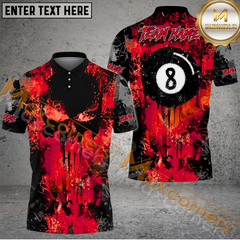 Maxcorners 8 Ball Melting Punished Skull Billiard Jersey Multicolor Options Personalized Name, Team Name 3D Polo Shirt