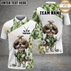 Maxcorners Cute Dog Green Tropical Golf Polo Personalized Name, Team Name 3D Shirt 1