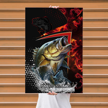 Maxcorners Largemouth Bass Fishing Fire Power Splash Design Personalized Name 3D Poster