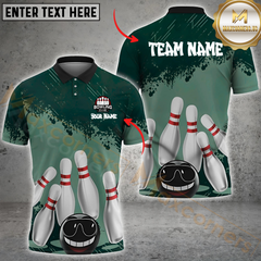 Maxcorners Bowling Cool Cartoon Angry Ball Multicolor Customized Name, Team Name 3D Shirts