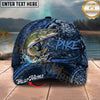Maxcorners Fishing Water Splash Dark Scale Personalized Name 3D Cap (12 Fish Species)