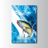 Maxcorners Tuna Fishing Blue Ocean Stripe Splash Design Personalized Name 3D Poster