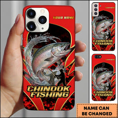 Maxcorner Chinook Fishing Jumping Water Fisherman Silhouette Personalized Name 3D Phone Case