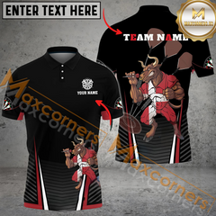 Maxcorners Darts Red Bull Black Version Mutilcolor Option Customized Name, Team Name 3D Polo Shirt