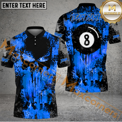 Maxcorners 8 Ball Melting Punished Skull Billiard Jersey Multicolor Options Personalized Name, Team Name 3D Polo Shirt