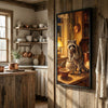 Maxcorners Raccoon in Rustic Kitchen Stealing Cookies Warm Light Canvas Wall Art