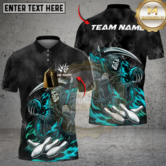 Maxcorners Bowling And Pins Flame Reaper Play Customized Name, Team Name 3D Shirt (4 Colors)