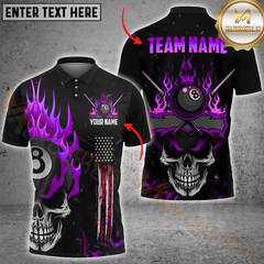 Maxcorners Billiard Skullfire Multicolor Personalized Name, Team Name 3D Shirt