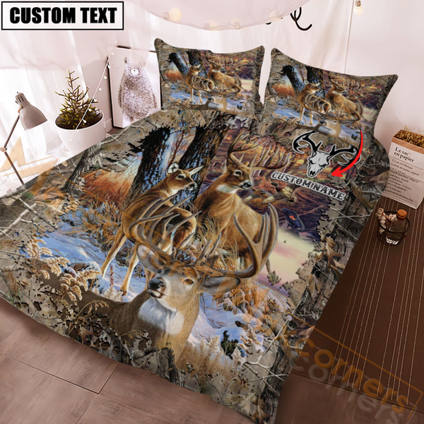 Maxcorners Hunting Deer Autunm Style Bedding Set 3D All Over Printed | Grass Brown