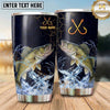 Maxcorners Fishing Tumbler Navy Gold Crossed Hook Splash Design Personalized Name Tumbler (13 Species)